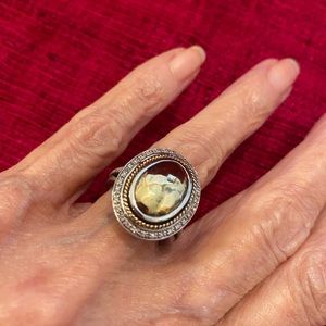 Effy sterling silver & 14k gold diamond ring